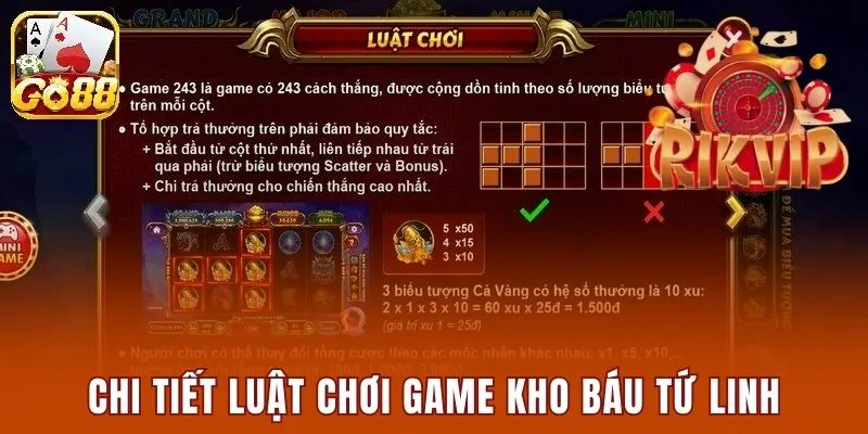 Kho Báu Tứ Linh Rikvip - Bật Mí Mẹo Săn Thưởng Dễ Dàng 2 Chi tiết luật chơi game kho báu tứ linh
