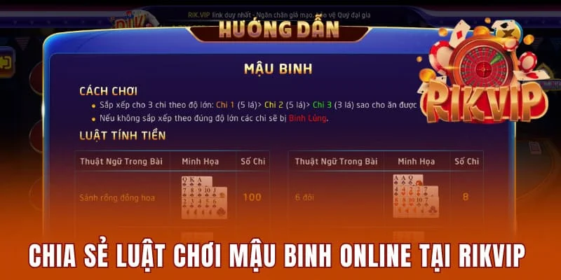 Chia sẻ luật chơi Mậu Binh online tại Rikvip chi tiết