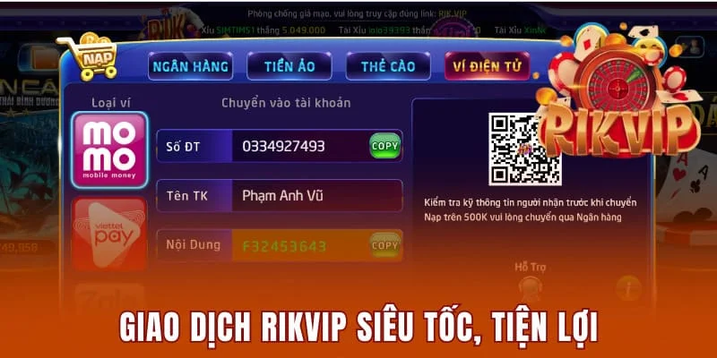 Rikvip Insure - Cổng Game Cá Cược Đổi Thưởng Số #1 Tại Việt Nam 3 Giao dịch Rikvip siêu tốc, tiện lợi