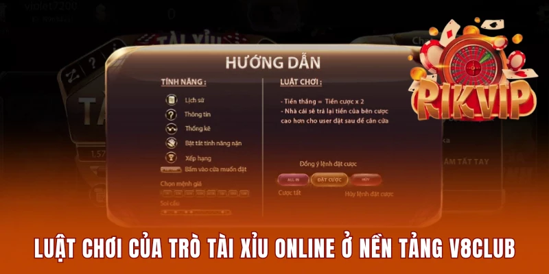 Luật chơi của trò tài xỉu online ở nền tảng V8club